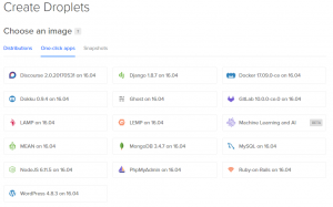 One-click-apps disponibles sur Digital Ocean - Sélectionner LEMP