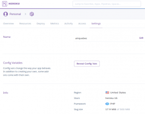 Configuration Heroku pour changer le nom de domaine