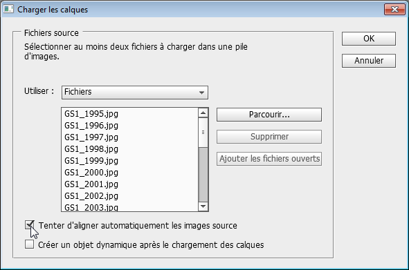 Charger les calques avec alignement automatique