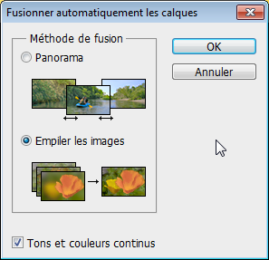 Empiler les images avec Tons et couleurs continus