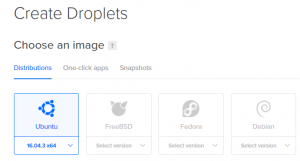 Images disponibles pour un droplet (serveur) Digital Ocean