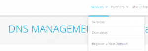Menu des services sur freenom.com