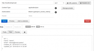 Postman pour une requête avec authentification. Authorization